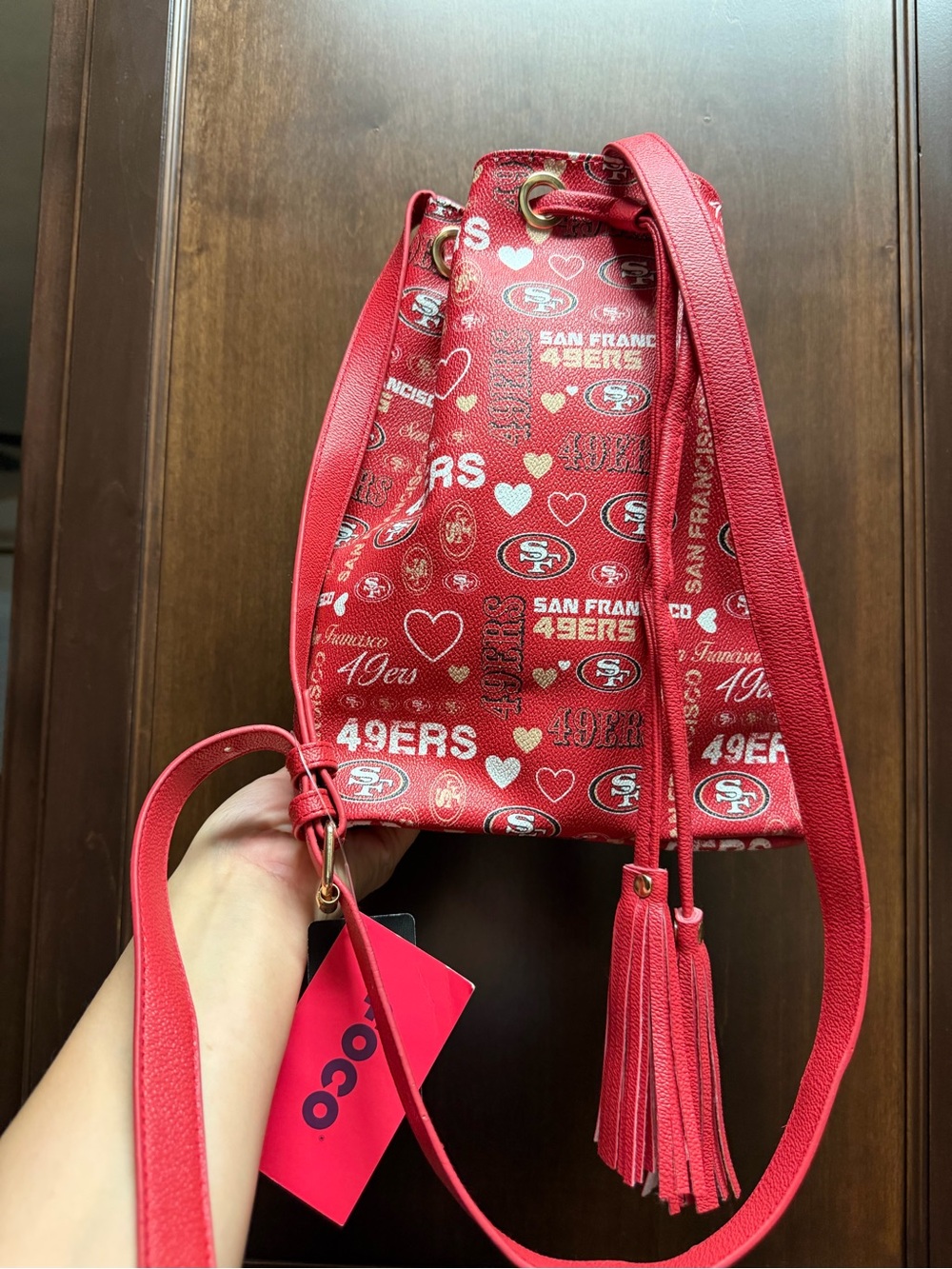 San Francisco 49ers Red Drawstring Shoulder Bag